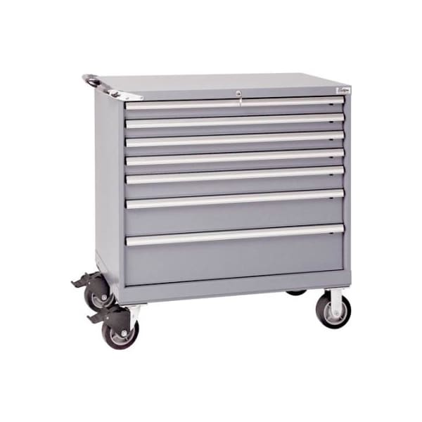 Lista International Lista 7 Drawer 40-1/4"W Shallow Depth Mobile Cabinet - Light Gray, Individual Lock XSHS0750-0701MLGRG - main